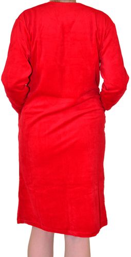 Ciepły bawełniany szlafrok podomka welurowa Rozmiar: 4XL, Kolor: Czerwony na Arena.pl