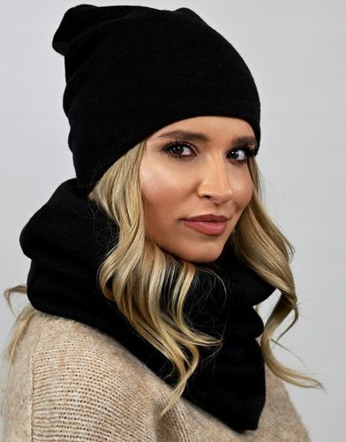 POLSKI Komplet CZAPKA + KOMIN Tunel Szal - CZARNY komplet damski na na Arena.pl