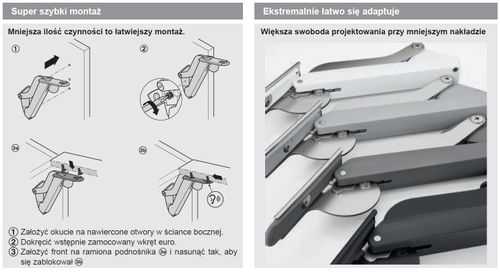 Podnośnik do szafek do klap górny Free Space 1.11 D, Antracyt na Arena.pl