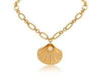 pozłacany naszyjnik muszla z perłą (c24/wio/41au)