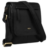 skórzana, czarna torba męska na ramię zamykana suwakiem i klipsem