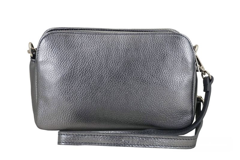 Damska torebka metalizowana - Srebrna ciemna zdjęcie 4