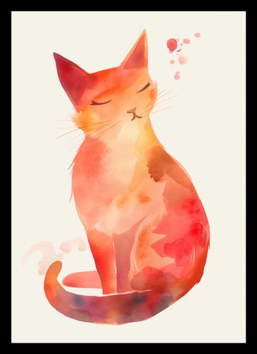 Plakat 21x29,7cm Akwarelowy Kot na Arena.pl