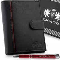 Portfel męski skórzany czarny pionowy skóra naturalna ochrona RFID ZAGATTO