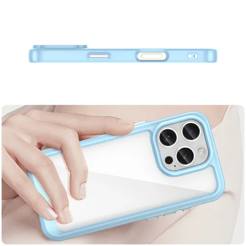 etui outer space case z żelową ramką do iphone 16 pro max - niebieskie na Arena.pl