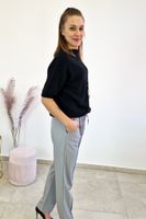 Spodnie w Kant Damskie z Wysokim Stanem Szare UNI