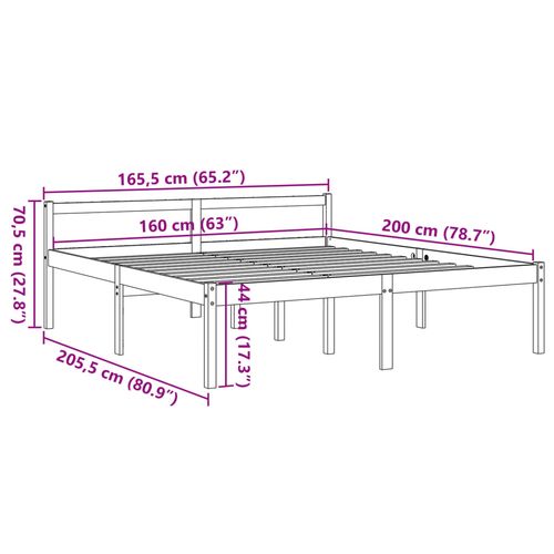 Łóżko dla seniora, woskowy brąz, 160x200cm, lite drewno sosnowe na Arena.pl