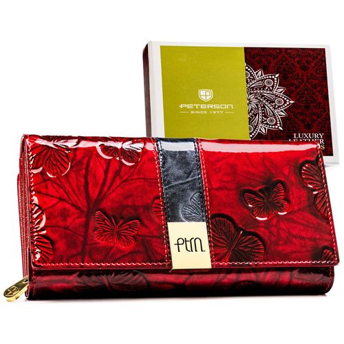 elegancki portfel damski ze skóry naturalnej w czerwonym kolorze, zamykany na Arena.pl