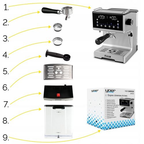 Ciśnieniowy ekspres kolbowy ze spieniaczem Yoer 1350 W 20 bar 15 kaw na Arena.pl
