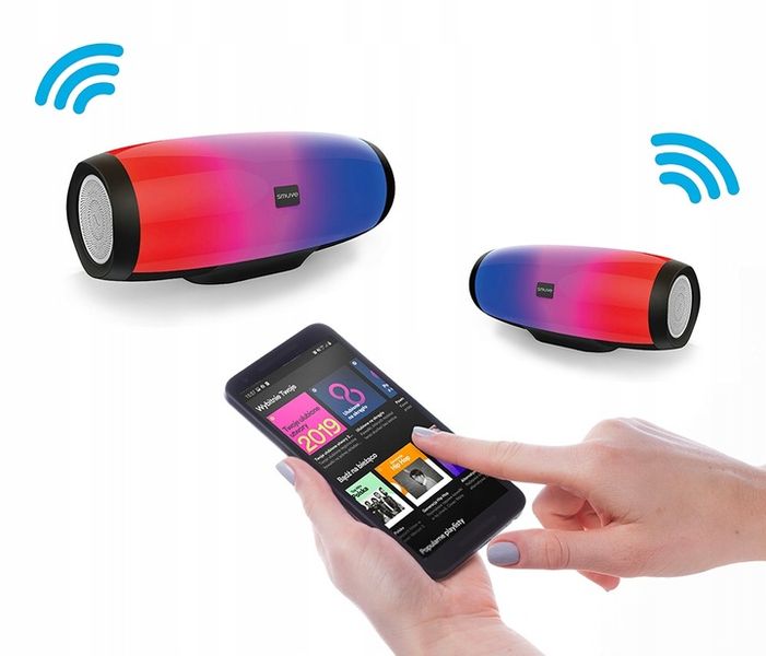 Głośnik Bluetooth Bezprzewodowy SMUVE Aura TWS USB FM XBass + LCD RGB zdjęcie 5