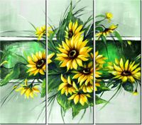 90CM 80 OBRAZ 3 ELEM SŁONECZNIKI ZIELENI ŚCIENNY