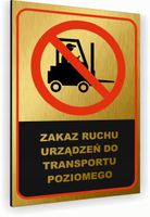 Tabliczka znak informacyjny 30x20 Złota ZAKAZ RUCHU URZĄDZEŃ Nierdzewna