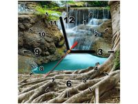30X30CM ZEGAR NAD WODOSPADEM OBRAZ DREWNO