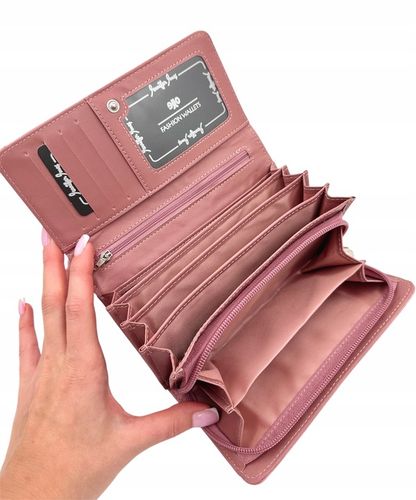 PORTFEL DAMSKI DUŻY SKÓRZANY PREZENT RÓŻOWY JENNIFER JONES MEDIUM na Arena.pl