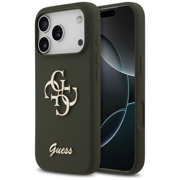 Etui Guess Silicone Big 4G Script do iPhone 17 Pro khaki zdjęcie 1