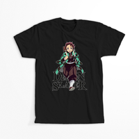 Koszulka Czarna Demon Slayer / Kimetsu no Yaiba / Miecz zabójcy demonów - WYBIERZ KOLOR KOSZULKI I FASON Damska S