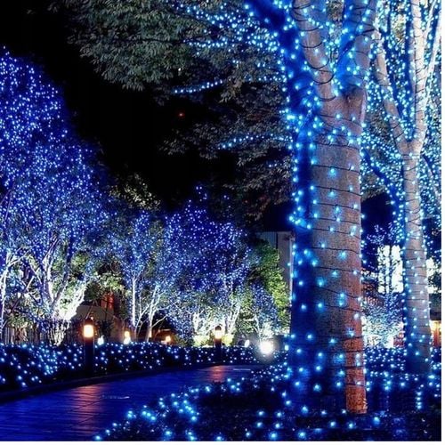 LAMPKI CHOINKOWE 300 LED STAŁE + FLASH ZEWNĘTRZNE ŚWIATEŁKA IP44 NIEBIESKIE na Arena.pl