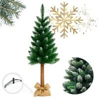 choinka na pniu z sosny, sztuczna jak żywa świerk 120 cm gęsta ośnieżona