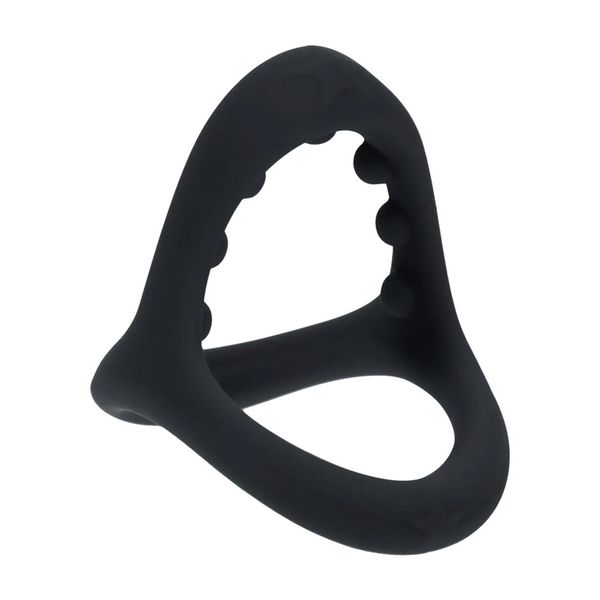 Soft Bead Grip Silicone Cock And Ball Ring - Black zdjęcie 1
