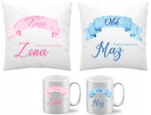 Prezent na ślub rocznicę Mąż i Żona Poduszka kubek