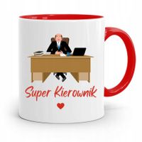 Kubek Czerwony Prezent Dla Super Kierownika Z Nadrukiem Ze Zdjęciem