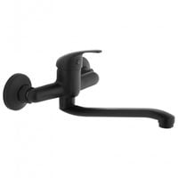 BATERIA KUCHENNA ŚCIENNA KRAN OBROTOWY DŁUGI CZARNY