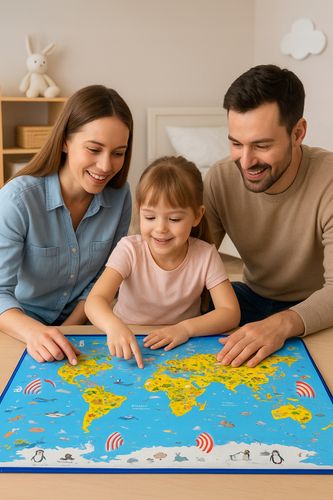 INTERAKTYWNA MAPA ŚWIATA ZWIERZĄT DOTYKOWA MATA EDUKACYJNA MÓWI PO POLSKU na Arena.pl