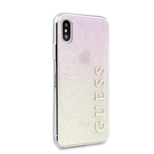 Guess Glitter Gradient - Etui iPhone Xs / X (Gold/Pink) na Arena.pl