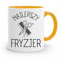 Kubek Żółty Fryzjera Fryzjerki Najlepszy Fryzjer Z Nadrukiem Ze Zdjęciem