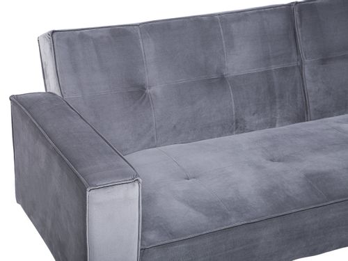 Sofa rozkładana welurowa szara VISNES na Arena.pl