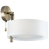 Klasyczny LAMPA ścienna DRS8006/1 21QG Elem abażurowy kinkiet okrągły do sypiani biały mosiądz