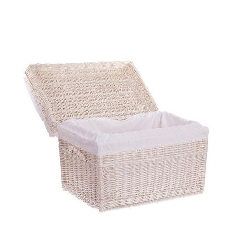 Kufer Wiklinowy Wybielany z białym Obszyciem kosz na zabawki 70x42 H47 cm na Arena.pl