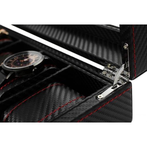 szkatułka pudełko na zegarki 6szt, etui, karbon czarny, czerwone na Arena.pl