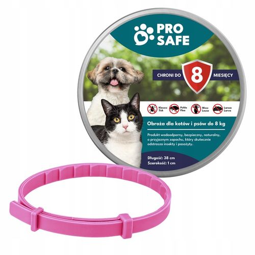 PRO SAFE Obroża na KLESZCZE PCHŁY psów kotów do 8kg ANTYKLESZCZOWA 38cm na Arena.pl