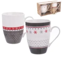 Kubek porcelanowy z uchwytem zimowy zestaw 2 szt. 340 ml