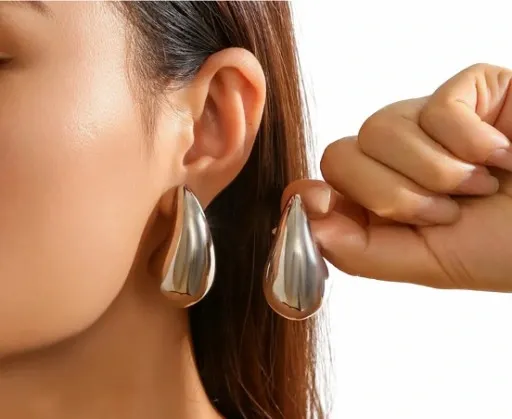 KOLCZYKI srebrna KROPLA łezka stal 316L zdjęcie 5