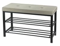 Ławka na buty z siedziskiem 79x32 cm taupe loft tapicerowany z półkami