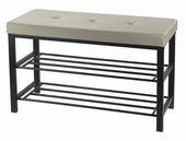 Ławka na buty z siedziskiem 79x32 cm taupe loft tapicerowany z półkami