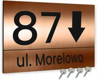 Tabliczka MIEDZIANA Tablica ADRESOWA ALUMINIOWA KIERUNKOWA STRZAŁKA NUMER