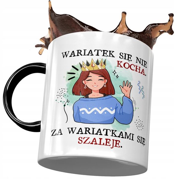 Kubek Czarny Śmieszny Wariatek Się Nie Kocha Z Nadrukiem Ze Zdjęciem zdjęcie 1