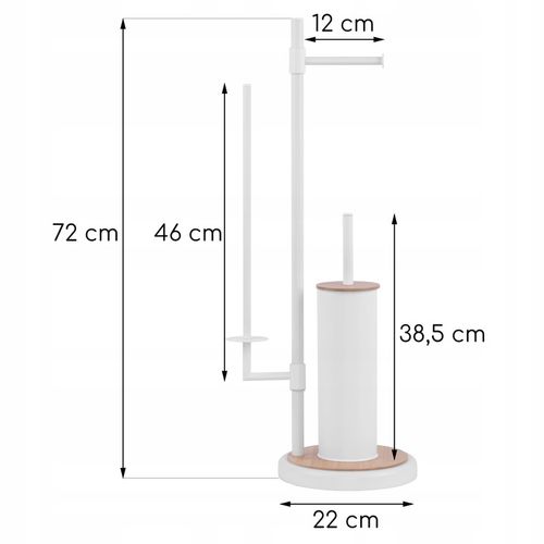 Stojak z uchwytem na papier toaletowy i szczotka do WC toalety biała bambus na Arena.pl