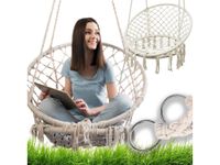 Fotel wiszący huśtawka ogrodowa bocianie gniazdo taras balkon ogród beżowy