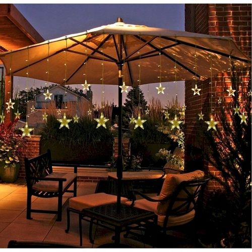 Świąteczna kurtyna 5 gwiazdek, oswietlenie 61 LED, ciepła biel+ pilot na Arena.pl