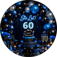 Opłatek na tort Urodziny 18 30 40 50 60 Okazjonalny Balony Szampan Drink