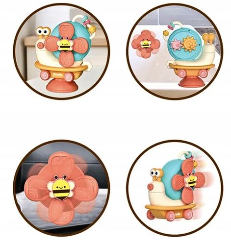 INTERAKTYWNY SENSORYCZNY ŚLIMAK 4w1 SPINER Z PRZYSSAWKĄ DLA NIEMOWLĄT na Arena.pl