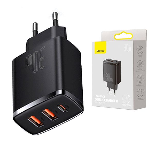 Ładowarka Baseus Compact 30W 2xUSB, USB-C, PD, QC3.0 zdjęcie 1
