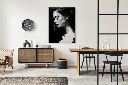 Obraz Canvas Czarno-Biały Kobiecy PORTRET Czerwone Usta 40cm x 50cm na Arena.pl