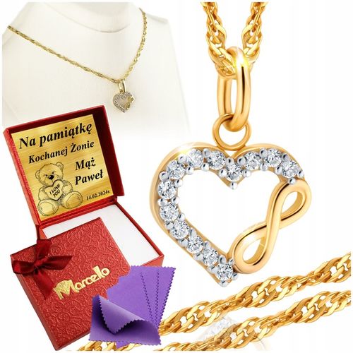 Złoty Łańcuszek 585 Naszyjnik Wisiorek Serce Grawer UPOMINEK GRATIS na Arena.pl