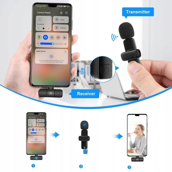 Bezprzewodowy Mikrofon Krawatowy na USB C PULUZ PU3082B zdjęcie 13