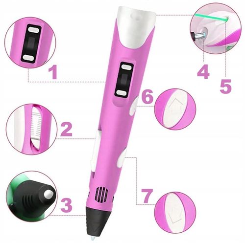 DŁUGOPIS 3D DRUKARKA DLA DZIECI / MEGA ZESTAW FILAMENT WKŁADY KOLOROWE 210M na Arena.pl